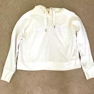 Calvin Klein White Cropped Hoodie